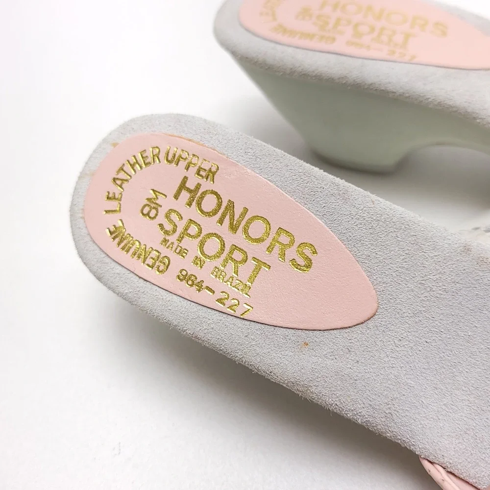 Honors‎ Sport Womens Pink Leather Strappy Wedge Slide Sandals Vintage Size 8